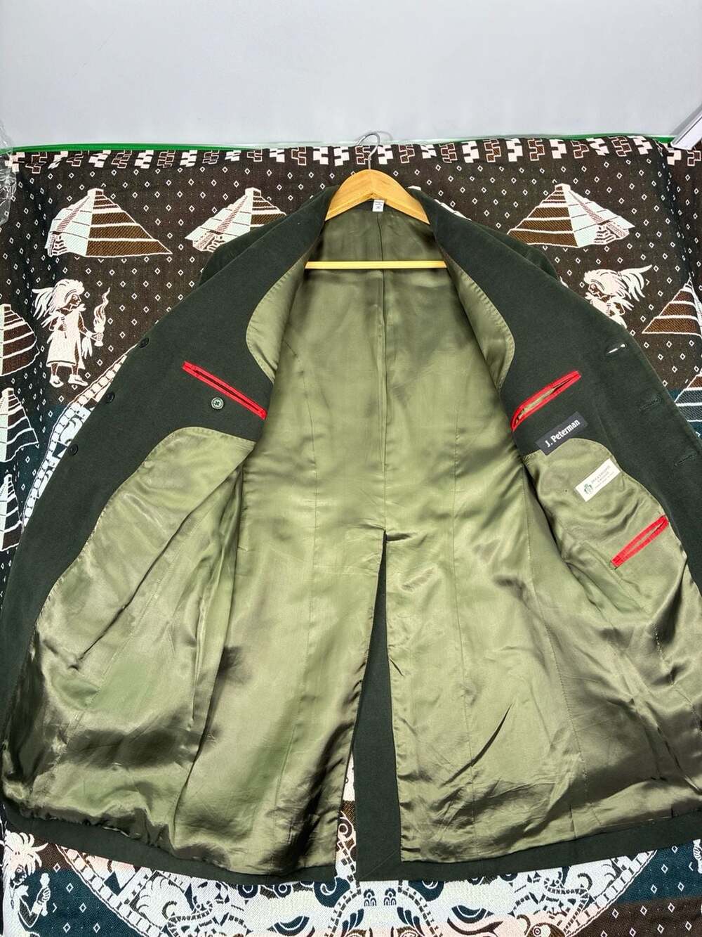 J. Peterman Duca Visconti Moleskin Sport Coat Blazer Green Size 36 - Picture 5 of 15